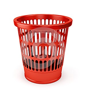 Empty red wastebasket icon