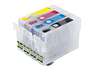 Empty refillable cartridges for colour inkjet printer