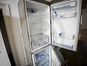 An empty refrigerator or fridge