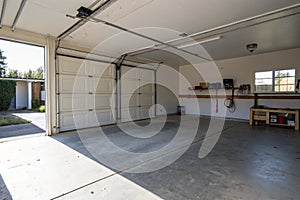 Empty residential garage interior