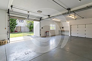 Empty residential garage interior