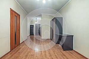 Empty residential house entrance with closed doors