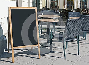 Empty restaurant menu blackboard on the street