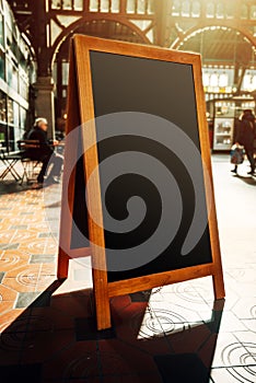 Empty restaurant menu street black chalkboard as copy space