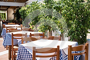 Empty restaurant on a sunny day