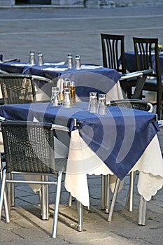 Empty restaurant table in Venice