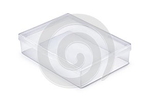 Empty retail transparent plastic packaging box