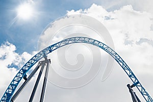 Empty ride roller coaster in amusement park