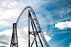 Empty ride roller coaster in amusement park