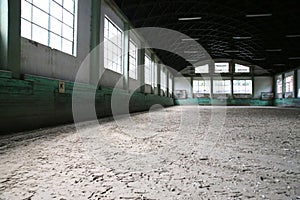 Empty riding arena is suitable for dressage horses