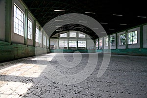 Empty riding arena is suitable for dressage horses