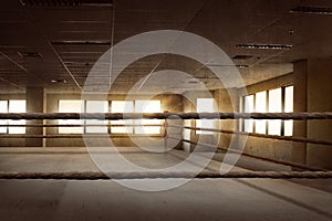 Empty ring boxing arena for training