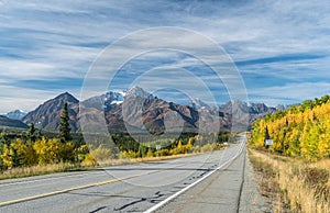 Empty road through Alaskan wildernes