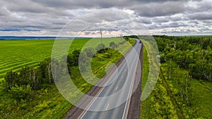 An empty road from a bird's eye view