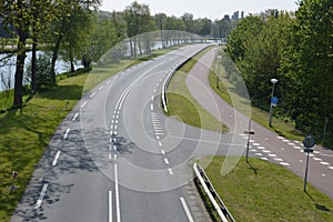 Empty Road And Bycicle Path