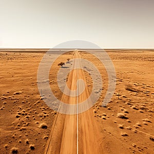 An empty road is captured from a top-down perspective, offering an aerial view of the great landscape it traverses