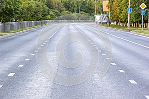 empty road in the city in the early morning