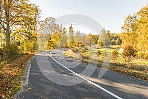 Empty road in the countryside in autumn