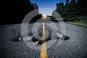 Empty Road With Dead Bodys Ghost in the Middle photo