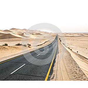Empty road in the desert isolated