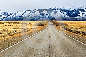 Empty road in El Calafate, Patagonia Argentina photo