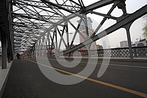 Empty road floor surface with ironbridge