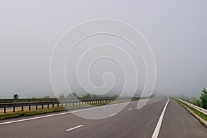 Empty road in fog