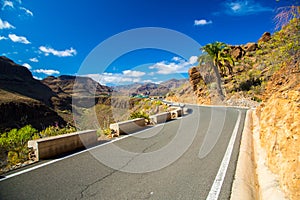 Empty road through the Gran Canaria island, in Spain