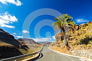 Empty road on the Gran Canaria island in Spain, picturesque nature