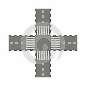 Empty road intersection icon, cartoon style