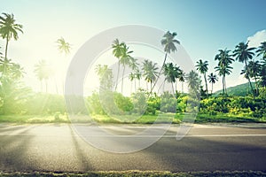 Empty road in jungle of Seychelles