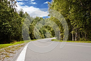 Empty road in jungle of Seychelles islands