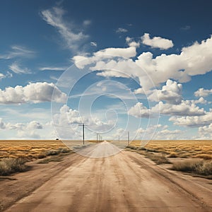 Empty Road Beside Meadow under Cloudy Sky