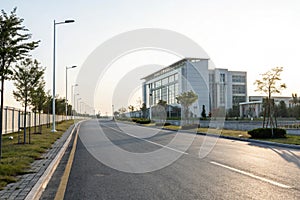 empty road with modern building photo