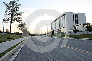 empty road with modern building photo