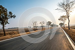 Empty road with motion blur