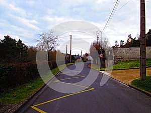 Empty road in Paris suburb