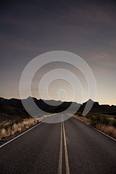 Empty Road Before Sunrise In Big Bend