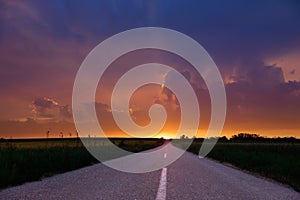 Empty road at sunset. photo