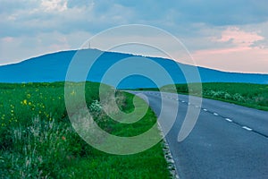 Empty road during the sunset