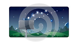 Empty Road Under Starry Sky, Night Landscape Vector Design Generative AI