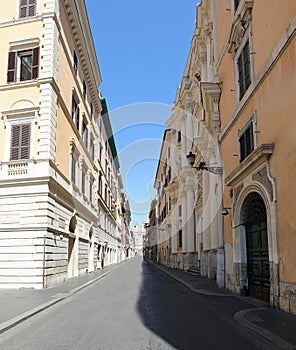 Empty Road VIA CONDOTTI in Rome Italy the street of the Shopping photo