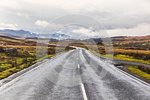 Empty road in the Welsh countryside