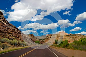 Empty road in zion national park utah