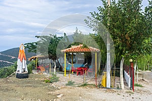 Empty roadside cafe in Albania