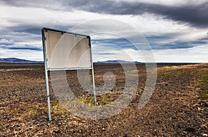 Empty roadsign - stone and ash wasteland