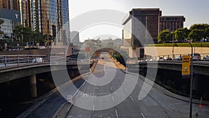 Empty rooad in Los Angeles downtown