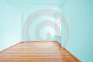 Empty  room in apartment flat with green painted walls