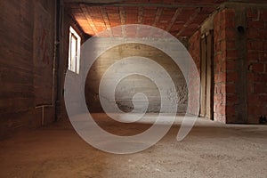 Empty room with brick walls photo