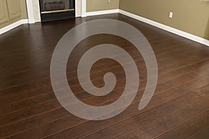 Empty Room with Brown Laminate Flooring